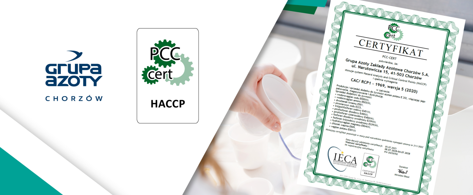 Nasza jakość potwierdzona Certyfikatem HACCP